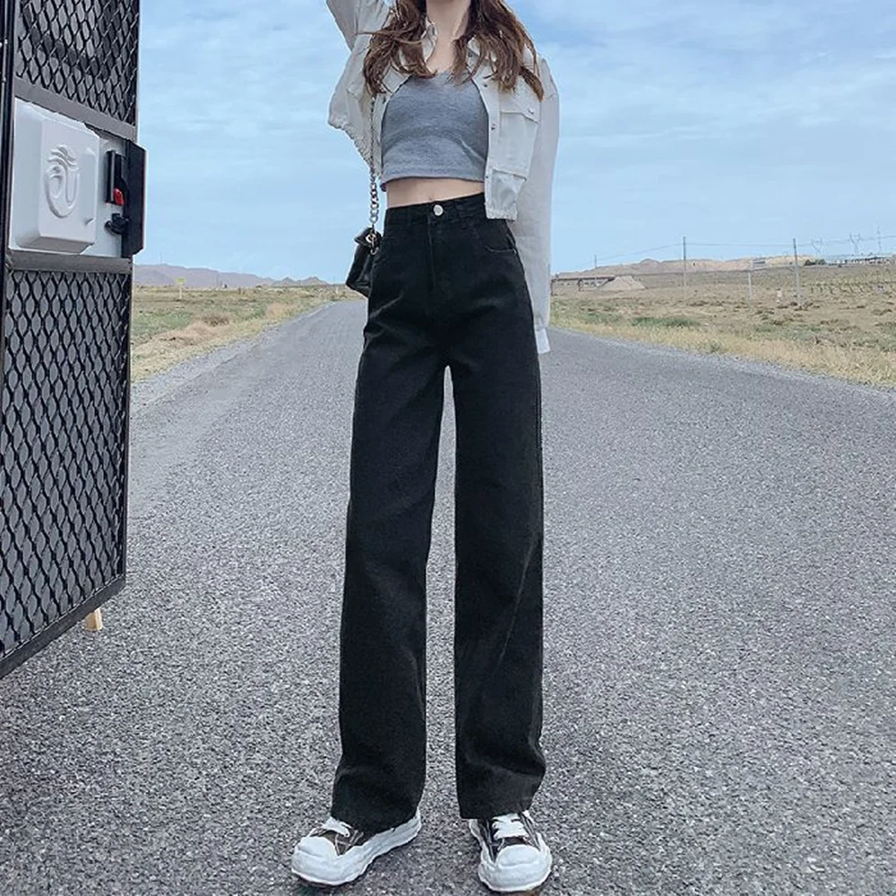 

Прямые джинсы с высокой талией для женщин весной и осенью 2024, новый стиль, свободные висячие широкие брюки в стиле ретро в стиле ретро