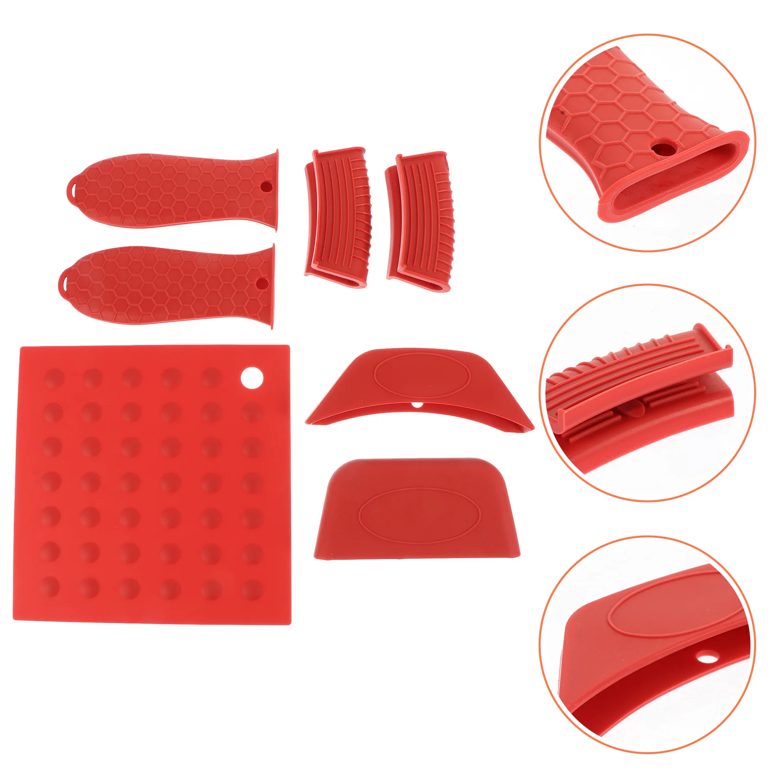 

Pot Handle Set Pan Covers Heat Resistant Silicone Insulated Holders Protector Grip Grips for Handles