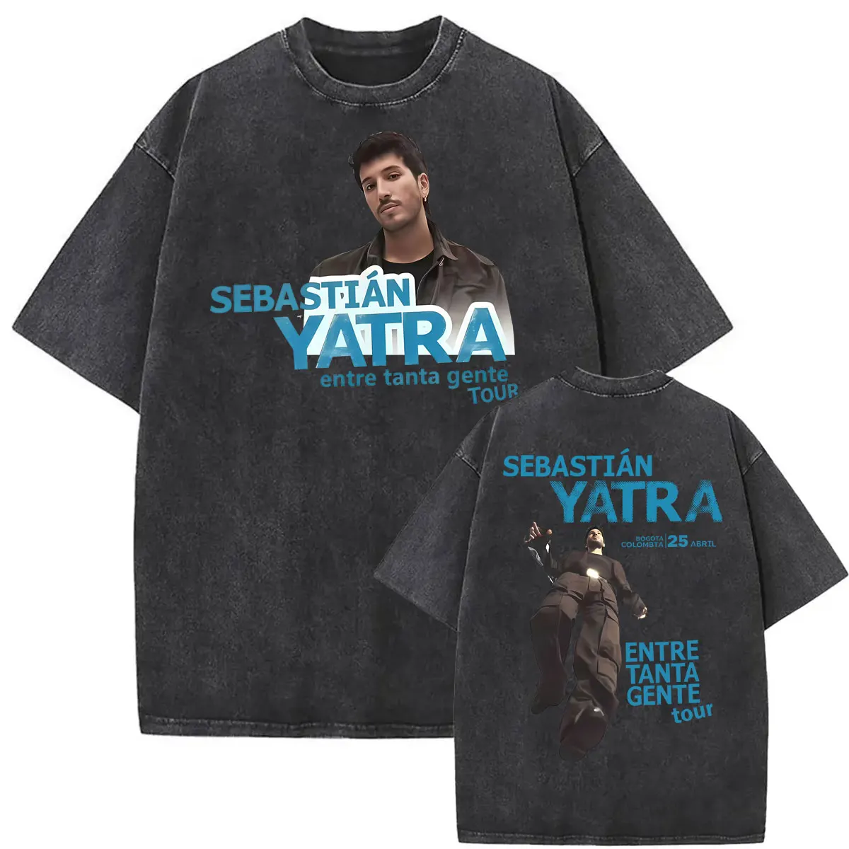 Sebastian Yatra Entre Tanta Gente Tour 2026 T Shirt Men Women Hip Hop Punk Style T-shirts Vintage Washed Cozy T-shirt Streetwear