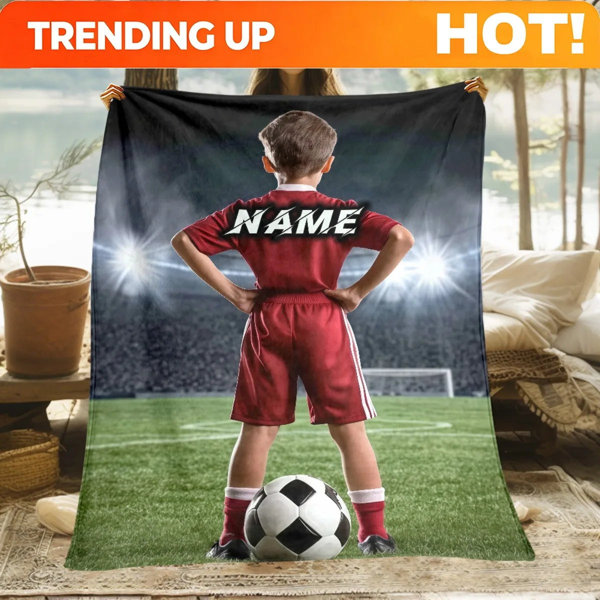 Customize 1pc a Personalized Football Player Blanket, Ideal for Home Decor, Travel, Camping, And Use in Living Rooms, Offices, S