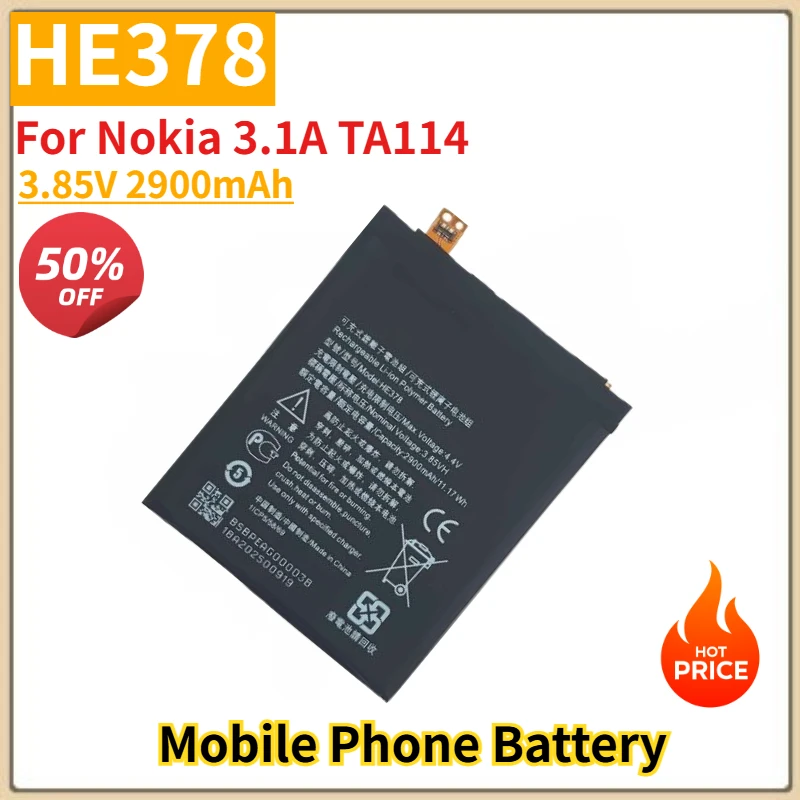HE378 High Quality Phone Battery 3.85V 2900mAh For Nokia 3.1A TA114 Brand New Replacement Battery