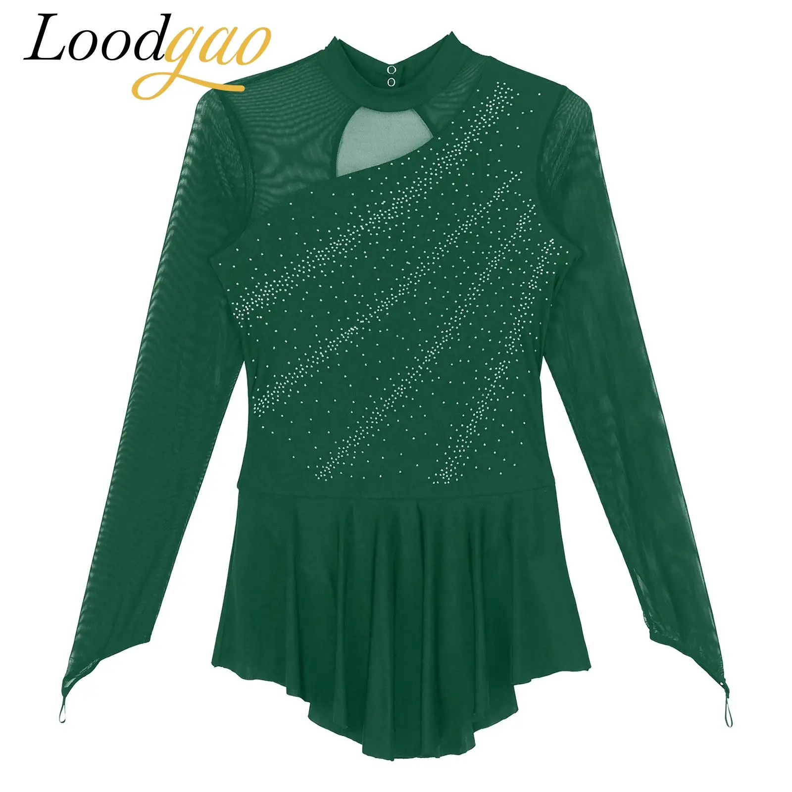 

Adult Women Lyrical Dance Dress Rhinestone Dancewear Figure Skating Dress Ballet Gymnastic Leotard Stage Performance Costumes
