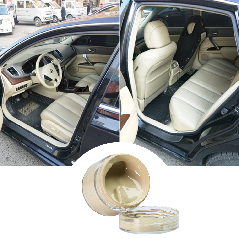 Leather Paint Shoe Cream Coloring in Bag Sofa Car Seat Scratch 30ml Beige Leather Dye Repair Restoration Color Change Paint