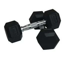 Gym Cheap Rubber Coated 5 Pound Dumbells 20kg Black Free Weights Hexagonal Dumbbell Set 15 kg