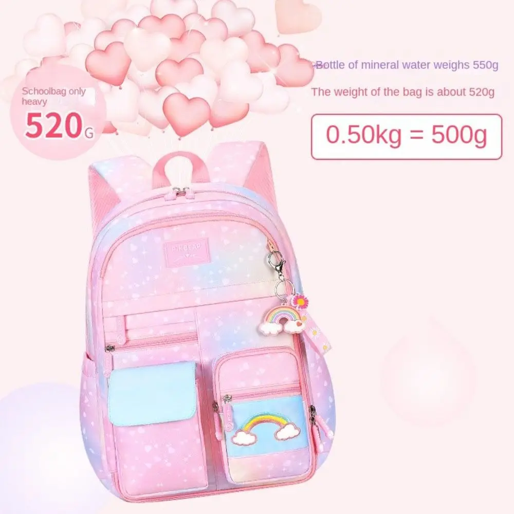 Rainbow Children Backpack Refrigerator Style Door Opening Multiple Pockets Shoulders Bag Side-Open Korean Style
