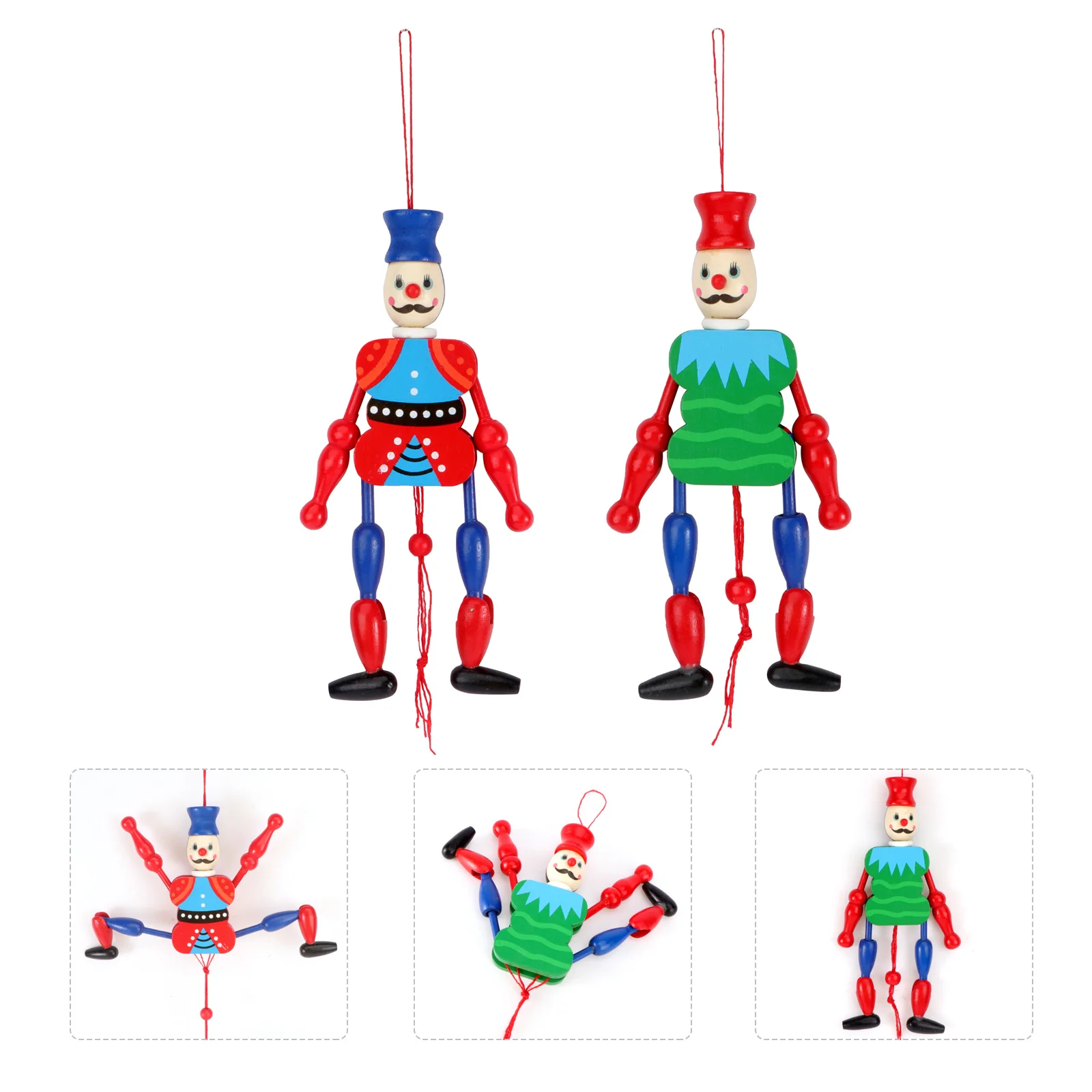 2Pcs Wooden King Puppet Handmade Painted Decoration Figure Craft Home Ornament Wood Puppet Home Ornament