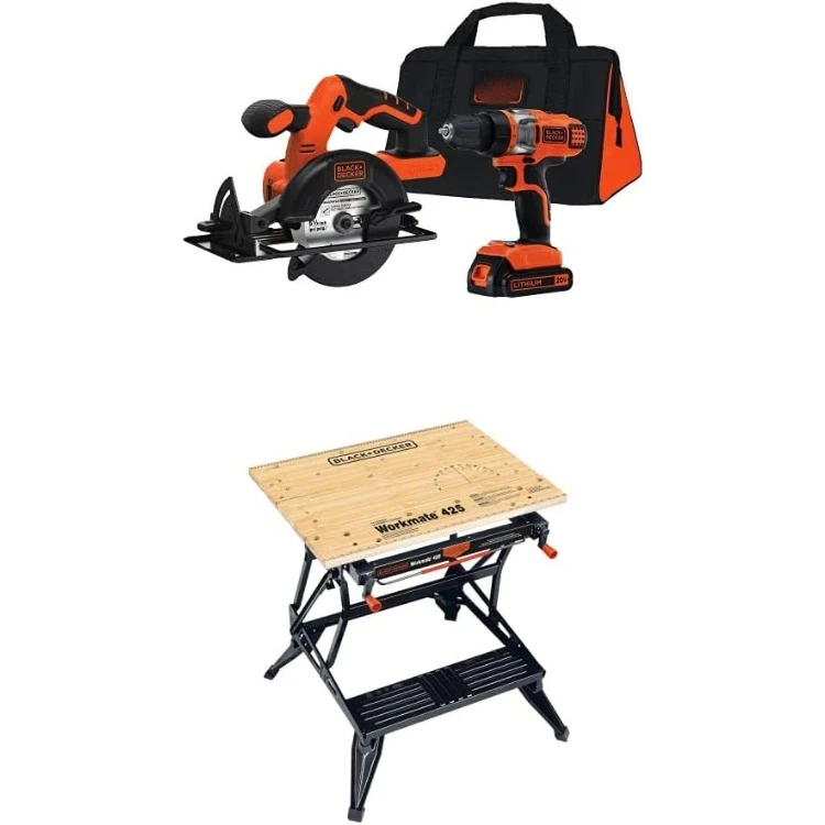 

BLACK + DECKER BDCD220CS 20-вольтовый набор для перфоратора и циркулярной пилы BLACK + DECKER WM425-портативный проекционный центр и тиски