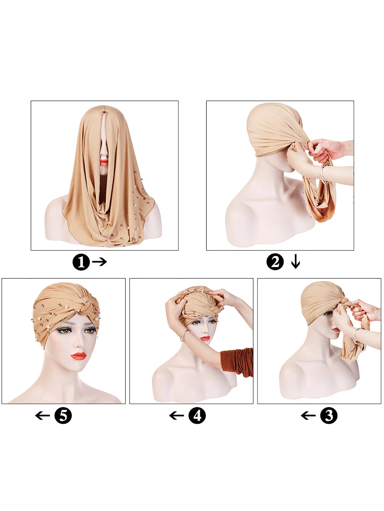 Turban Instantané artificiel astique Doux pour Femme, Casquette Hijab Intérieure, Chapeau Musulman, Écharpe de Sauna, Solide, Document, Bonnet Chimio