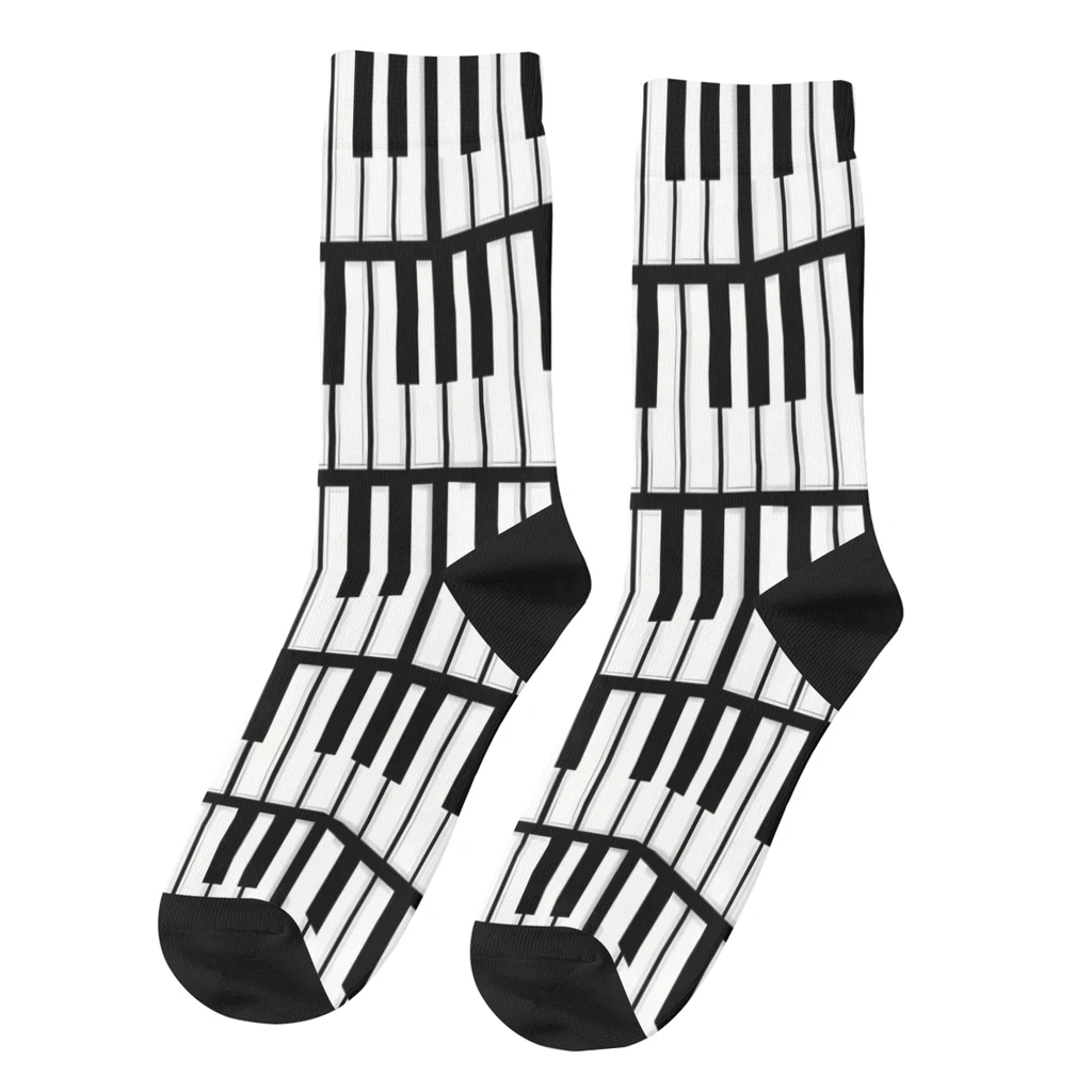 Retro Happy Men's Socks Retro Piano Keys Music Art Harajuku Novelty Crew Sock Gift Pattern Printed