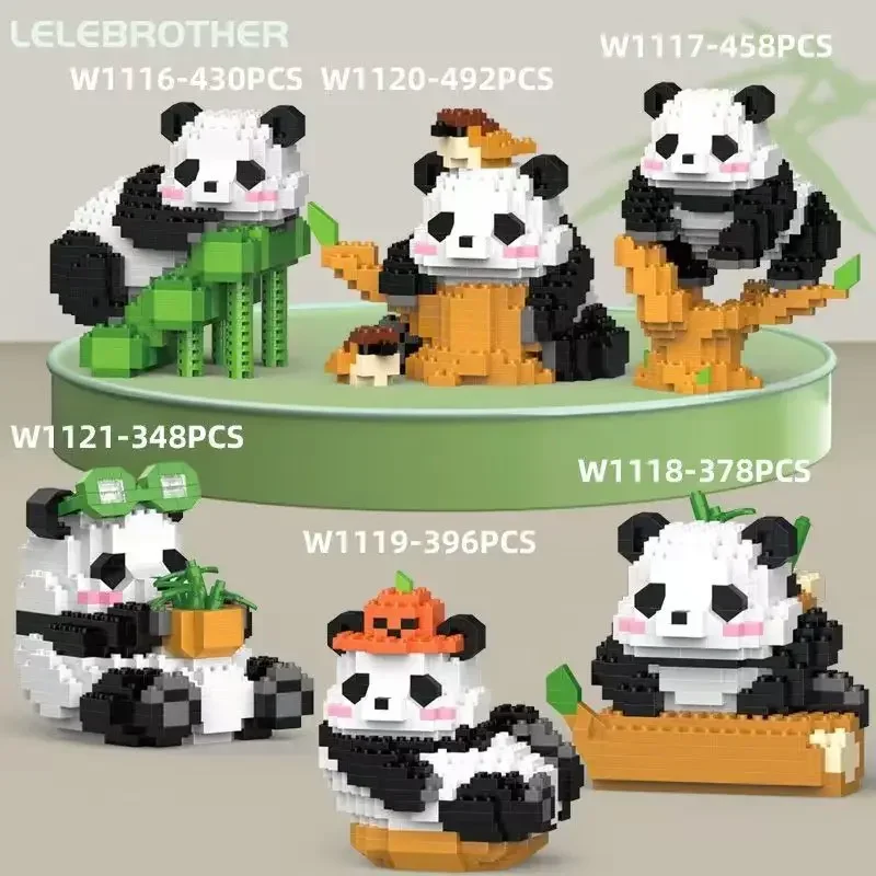 Fashion Cute Mini Panda Micro Building Blocks 3D Diamond Model Animals Bricks DIY City Construction Toys for Children Kids Gift