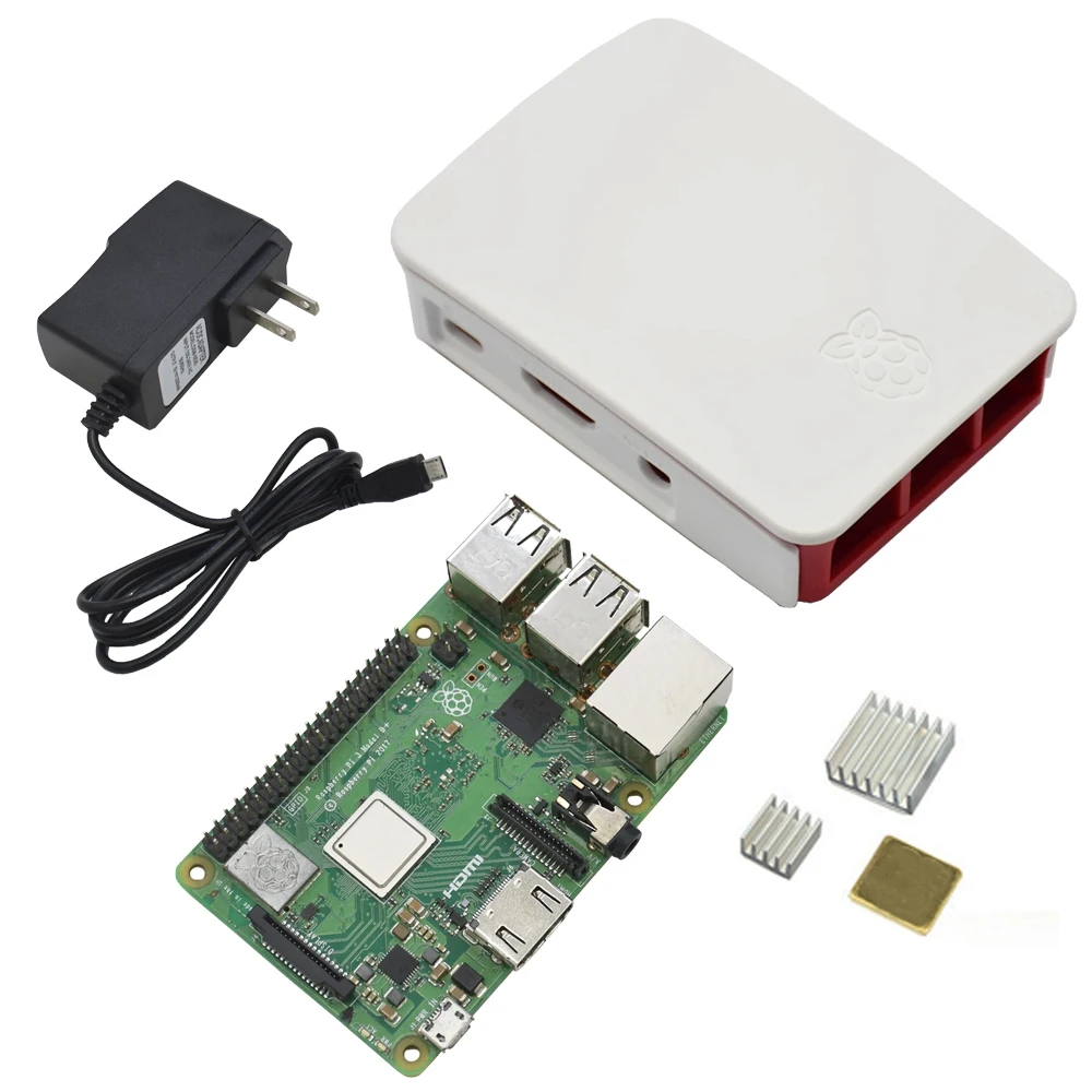 

4 in 1 for Raspberry Pi 3 Model B+(Plus) + Abs Case + 5V 2.5A Power Adapter for Raspberry Pi 3B+Heatsinks(Us Plug)