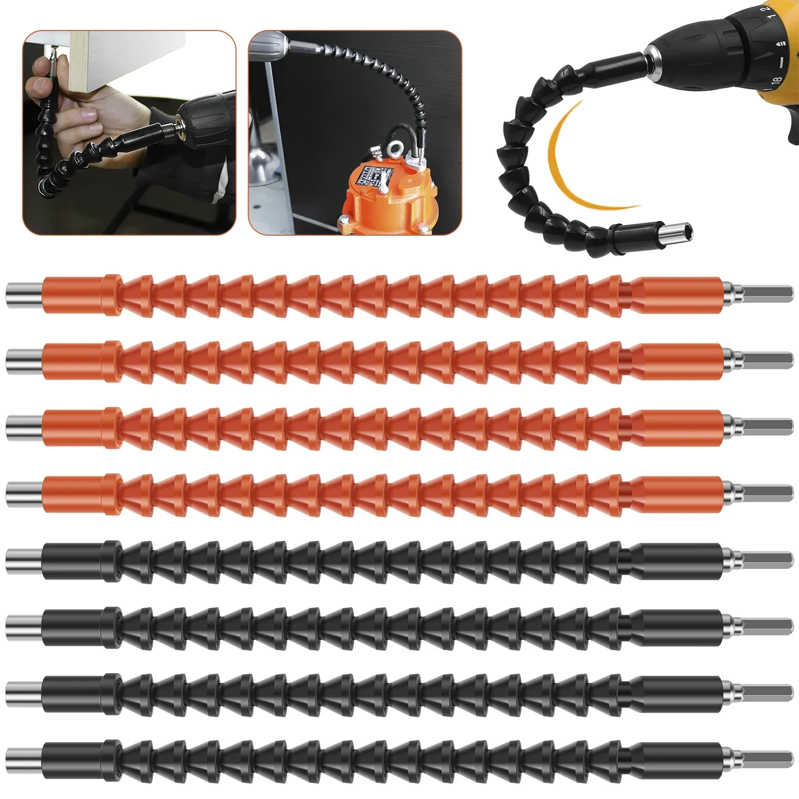 8Pcs Flexible Shaft Drill Bit Extension 1/4inch Bendable Soft Shaft Screwdriver Premium Hex Shank Bit Extender Holder Drill