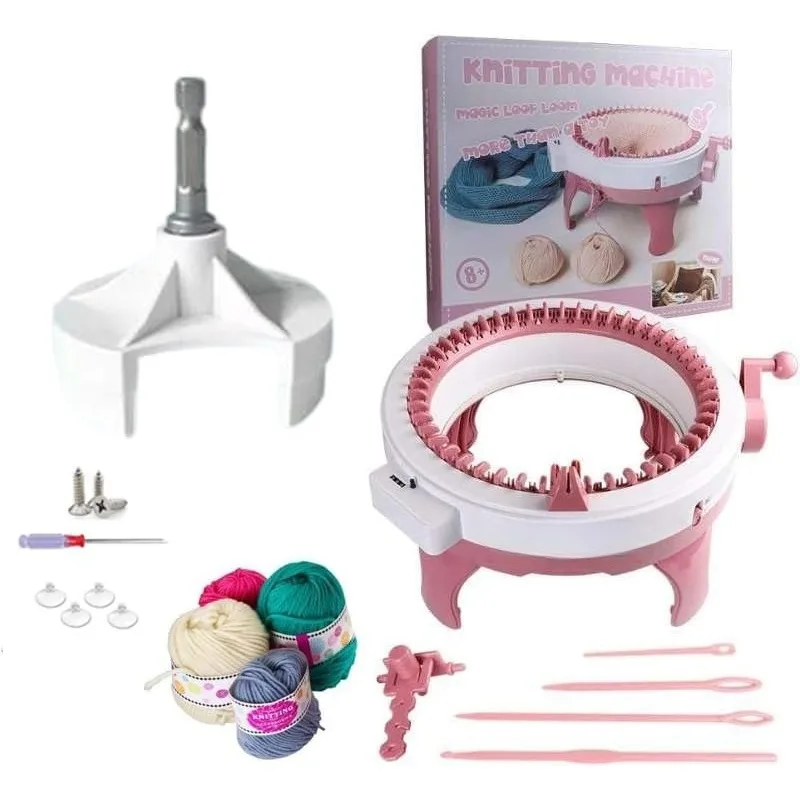 

48 Needles Knitting Machine with Electric Adapter, Smart Weaving Loom Round Spinning Crochet Knitting Machines with Row C