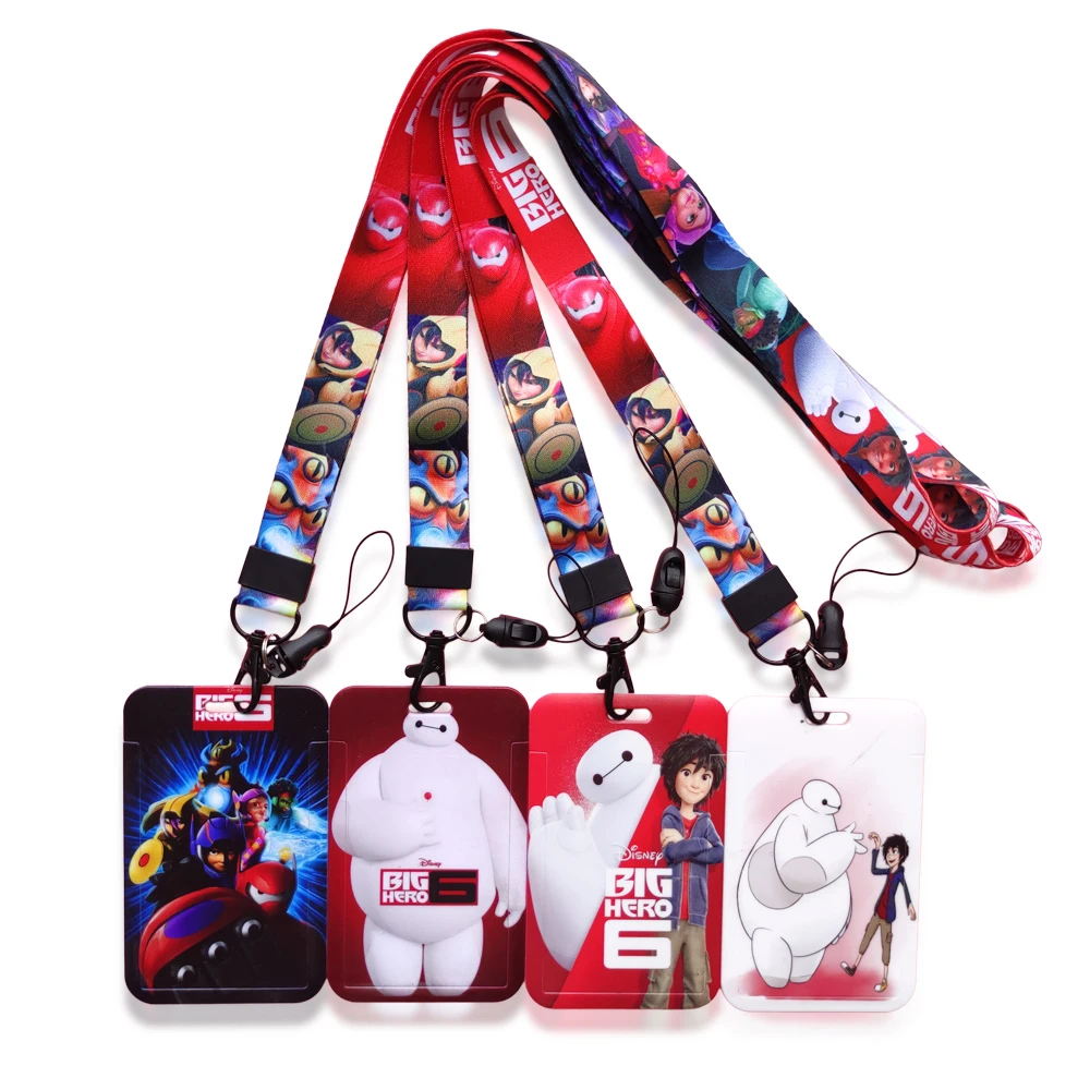 

Disney Big Hero Boys Fashionable ID Badge Holder with Lanyard，Cute Hard Plastic ID Card Holder Case for Women, Nurse, Teacher