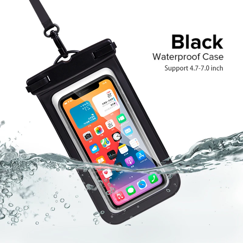 7.0 inch Universal IPX68 Waterproof Phone Case Bag For iPhone 15 14 Pro Max Xiaomi 13 Samsung S24 Ultra Swim Cover Accessories