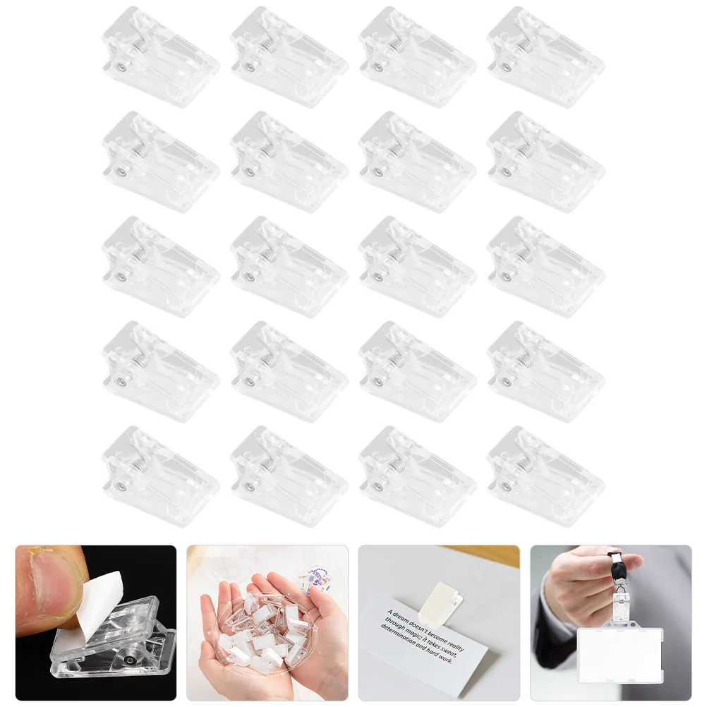 20 Pcs Transparent Photo Folder Line Little Clips Badge Fasteners Self Adhesive Wall Documents