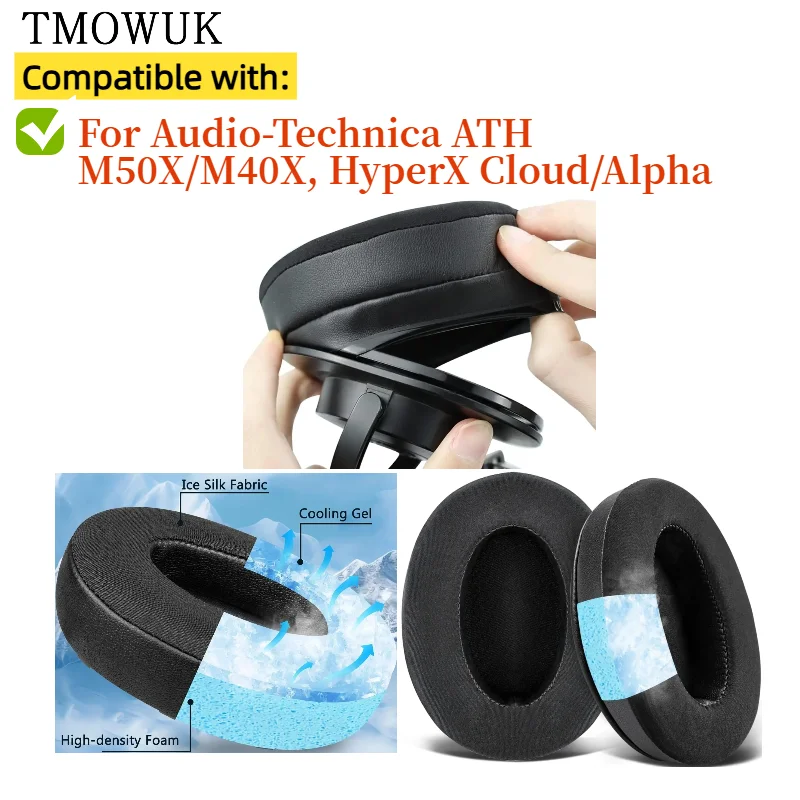 

Cooling Gel Earpads for Audio-Technica ATH M50X/M40X, HyperX Cloud/Alpha Headphones Headset Ear Pads Cushions Replacement