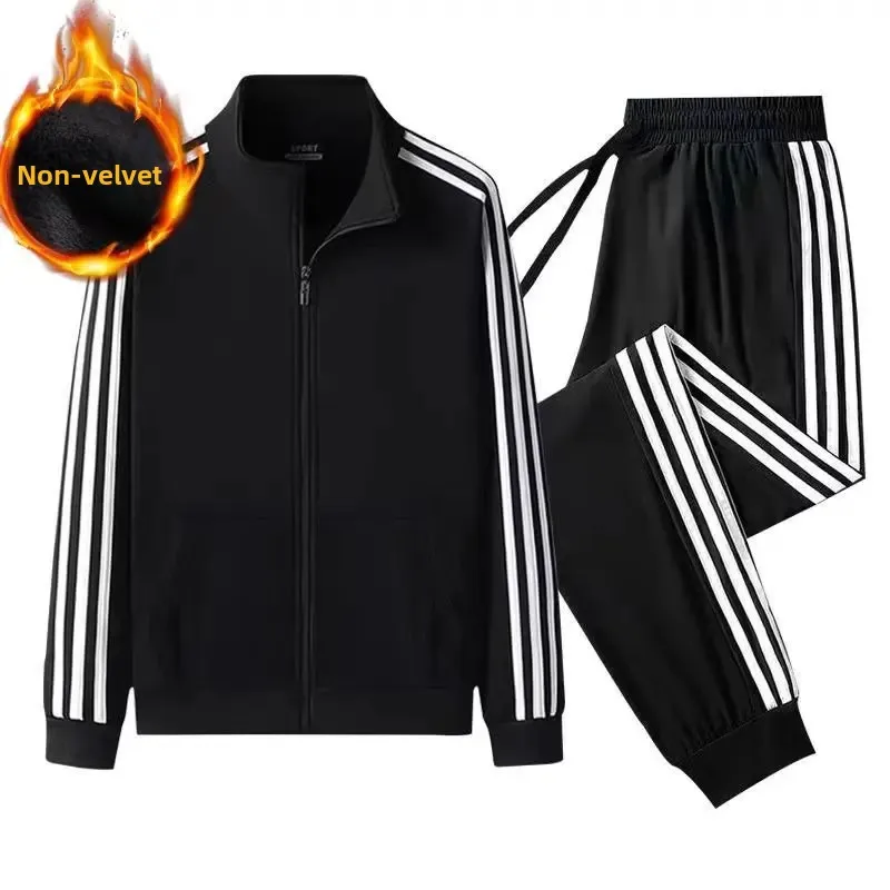 2023 New Fleece-Lined Couple Suit Three-Piece Fashionable Korean Style Casual Sports Slims Set For Men