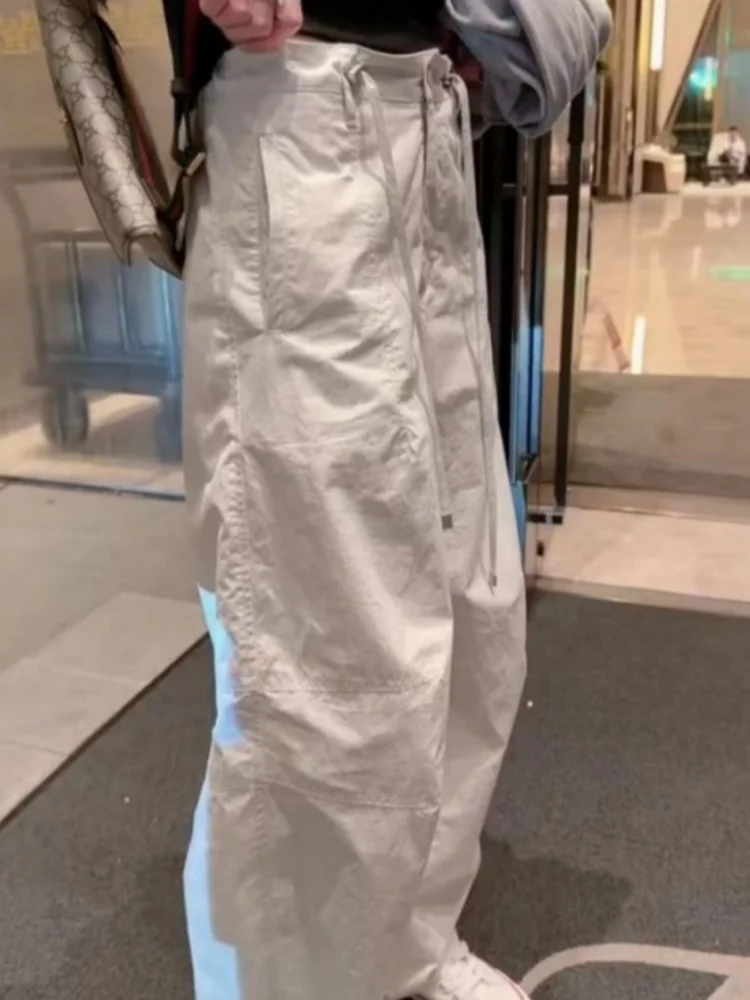 White Casual Wide Leg Pants High Waist Flattering Loose Fit Summer New Style Korean Fashion Straight Leg Pants for Women