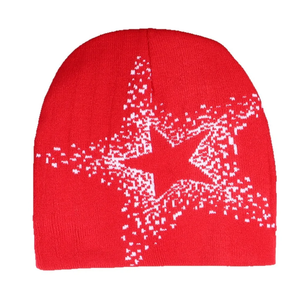 2025 New Five-pointed Star Jacquard Knitted Cap Casual and Versatile Street and Outdoor Trend Warm Couple Cold Cap Fashion