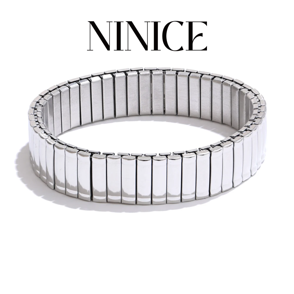 NiNice 316L Stainless Steel Chain Wide Wrist Bracelet Bangle Distinctive Stylish Jewelry Gold Color Platinum Plated