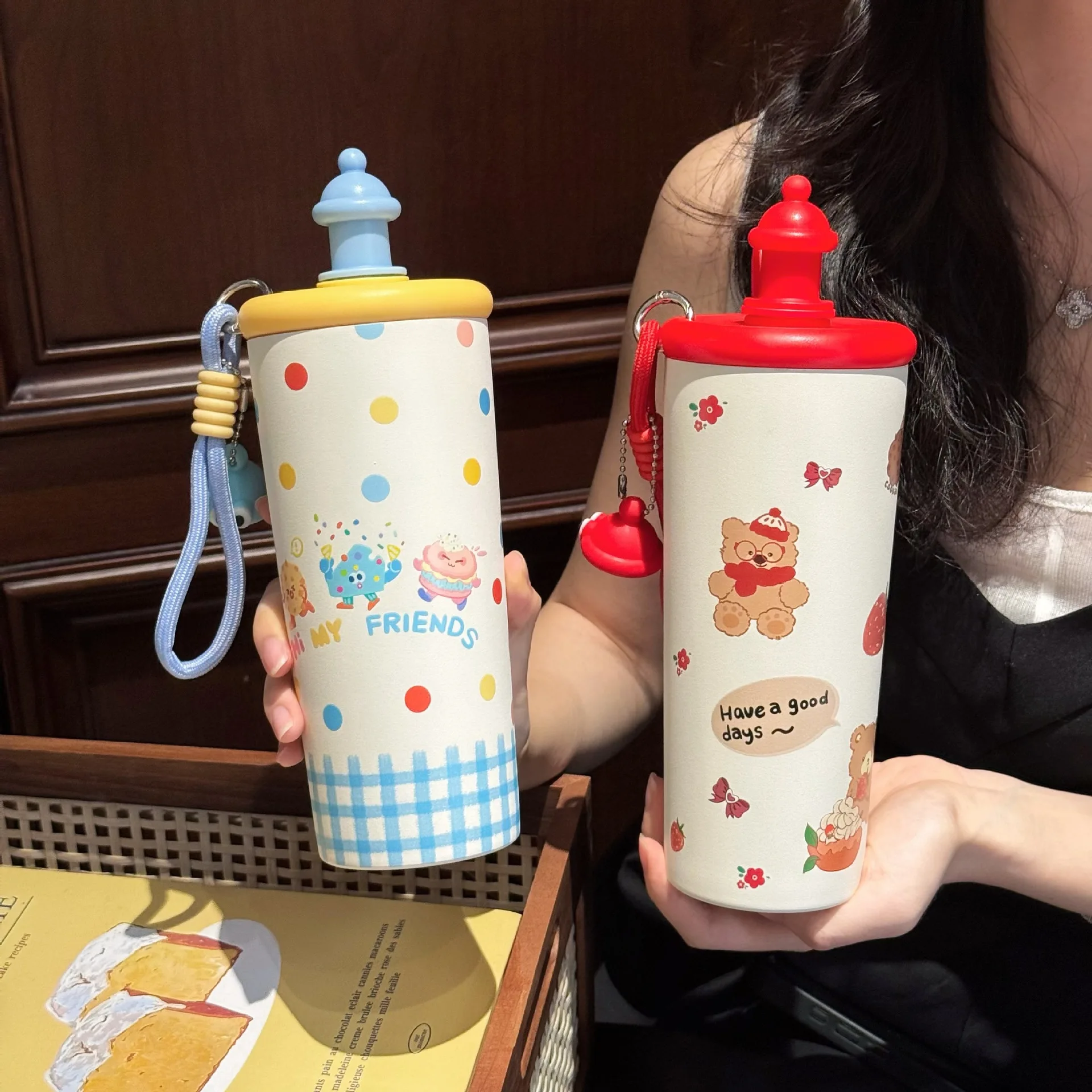 

Creative Cartoon High-value Water Cups, Cute Straw Cup, Tea Cup with Filter, Stainless Steel Insulated Cup, Holiday Gift Thermos