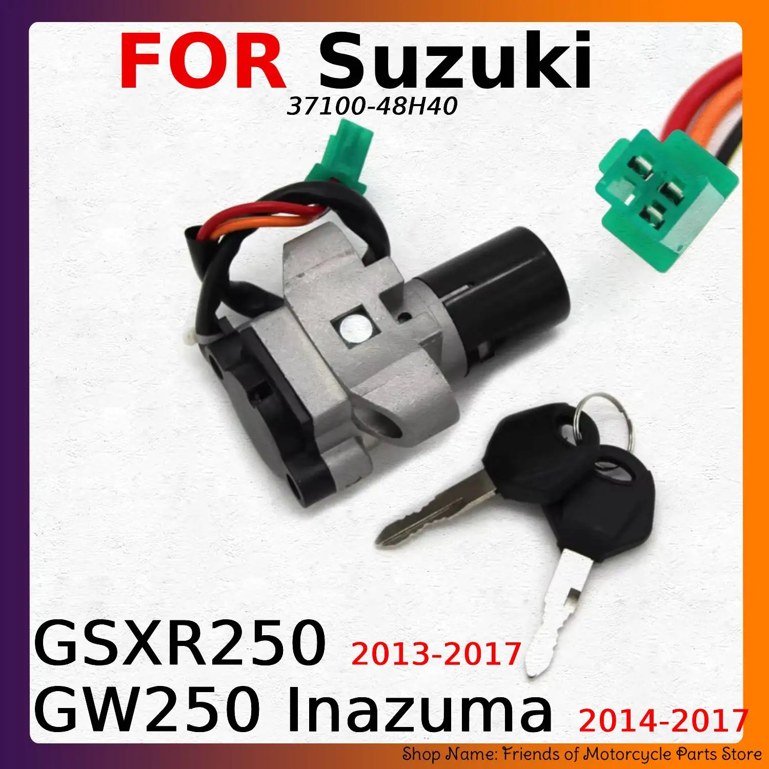 Motorcycle Ignition Switch Key Fits For Suzuki GW250 Inazuma GSXR250 2013 2014 2015 2016 2017 37100-48H40 Moto Accessories Parts