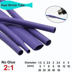 1/5/10M Purple 2:1 Heat Shrink Tube Dia. 1.5mm ~ 50mm Thermoretractile Wire Repair DIY Shrinkable Case Cover Cable Shrink Wrap