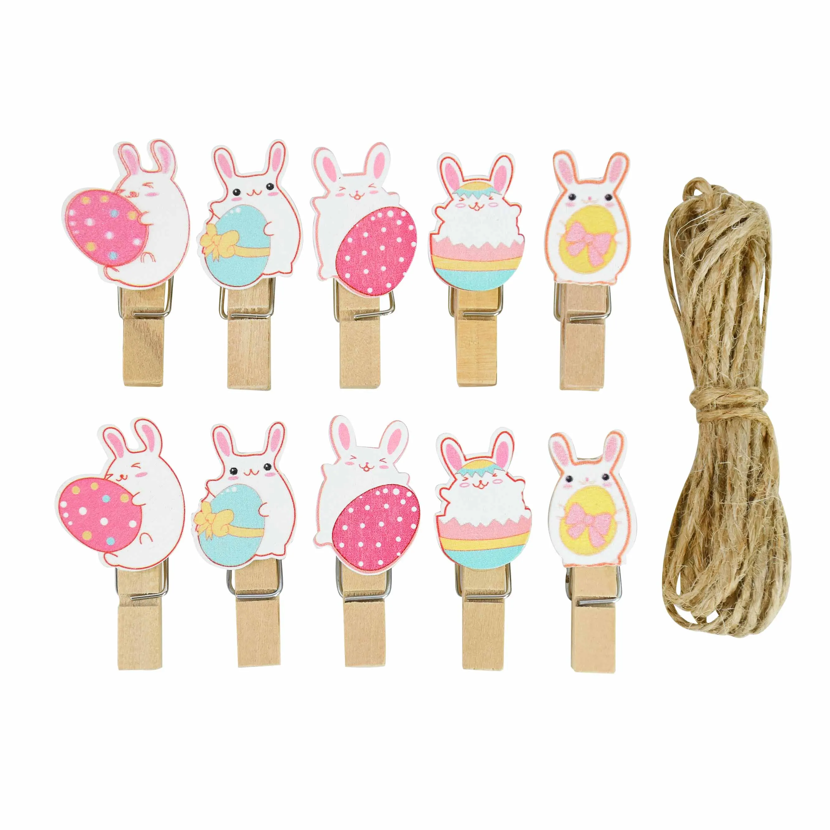 10pcs Easter Wooden Clips Cute Rabbit Wood Photo Clips Happy Easter Home Decoration Wedding Birthday Party Craft Pegs Clothespin