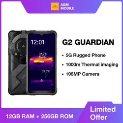 AGM-G2 Guardião 5G Smartphone Robusto, 500m Imagem Térmica, Lente 10mm, 25FPS, Câmera 108MP + 32MP, 12 + 256G, 7000mAh Bateria