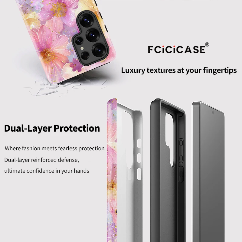 حافظة هاتف Fcicicase لهاتف سامسونج جالاكسي S20 FE غطاء طباعة زهور لهاتف سامسونج S24 Plus S25 Ultra S 23 أغطية مقاومة للصدمات #3