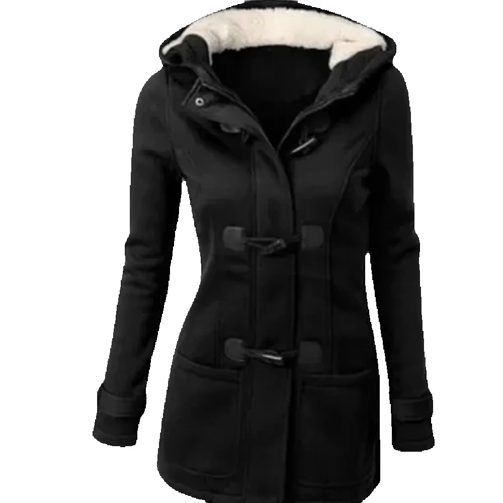 Best Selling Amazon Hooded Classic Cow Horn Button Jacket Cotton Coat Autumn/Winter Parkas Fashion Outerwear