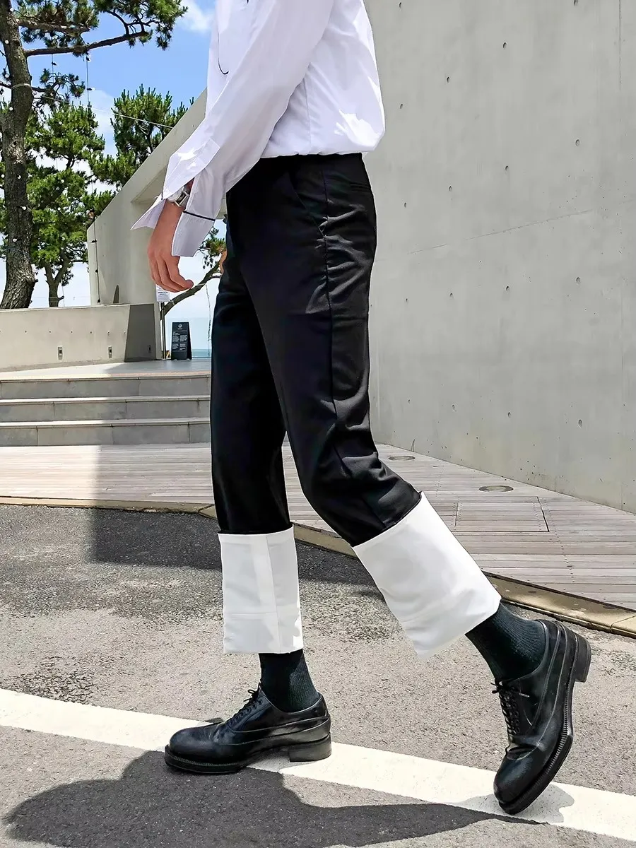 27-46 2025 NIEUWE Herenkleding Originele Niche Catwalk Originele Mode Losse Rechte Casual Broek Plus Size kostuums