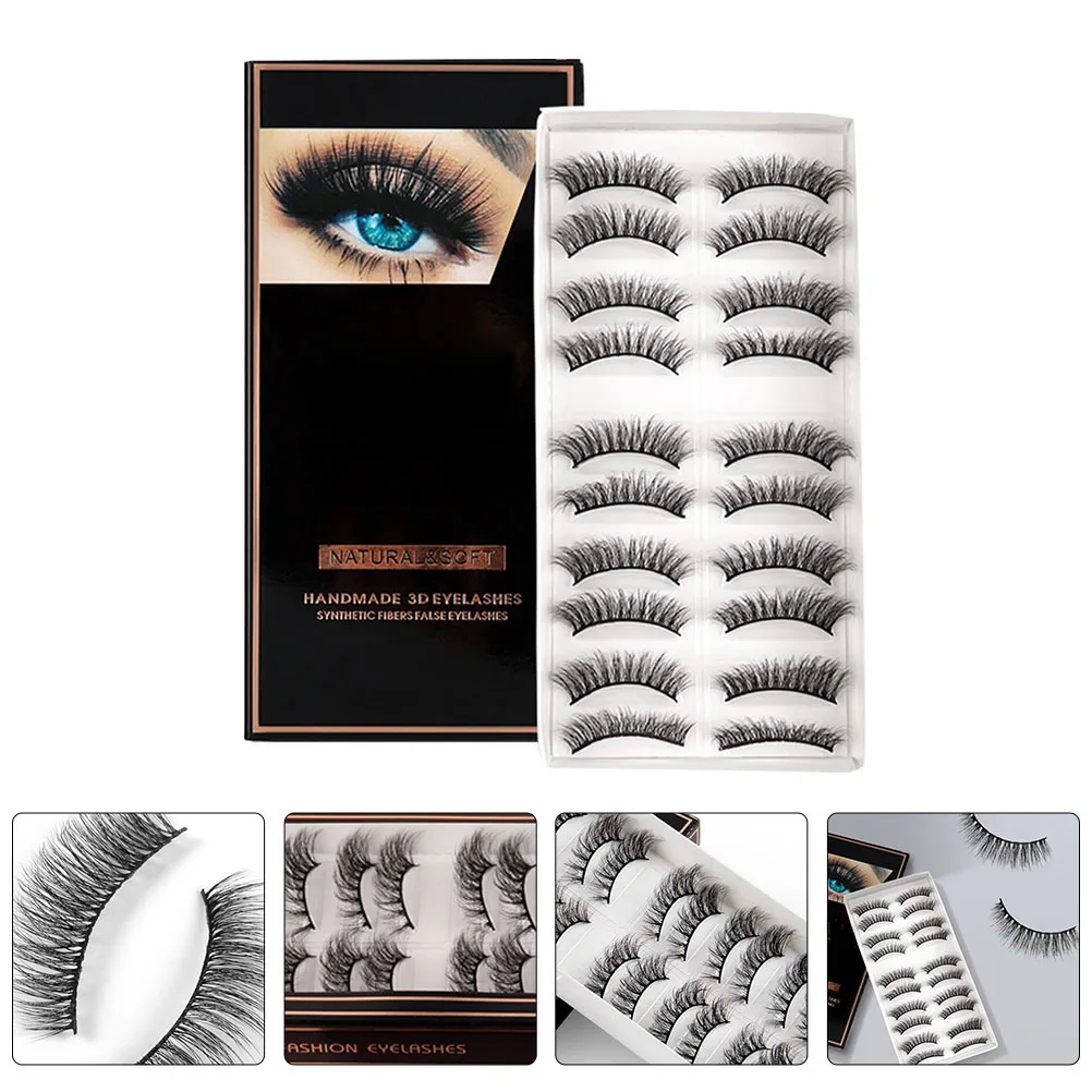 

10 Pairs False Eyelashes Set Extension Fake 3D Thick Chemical Fiber Makeup Dense