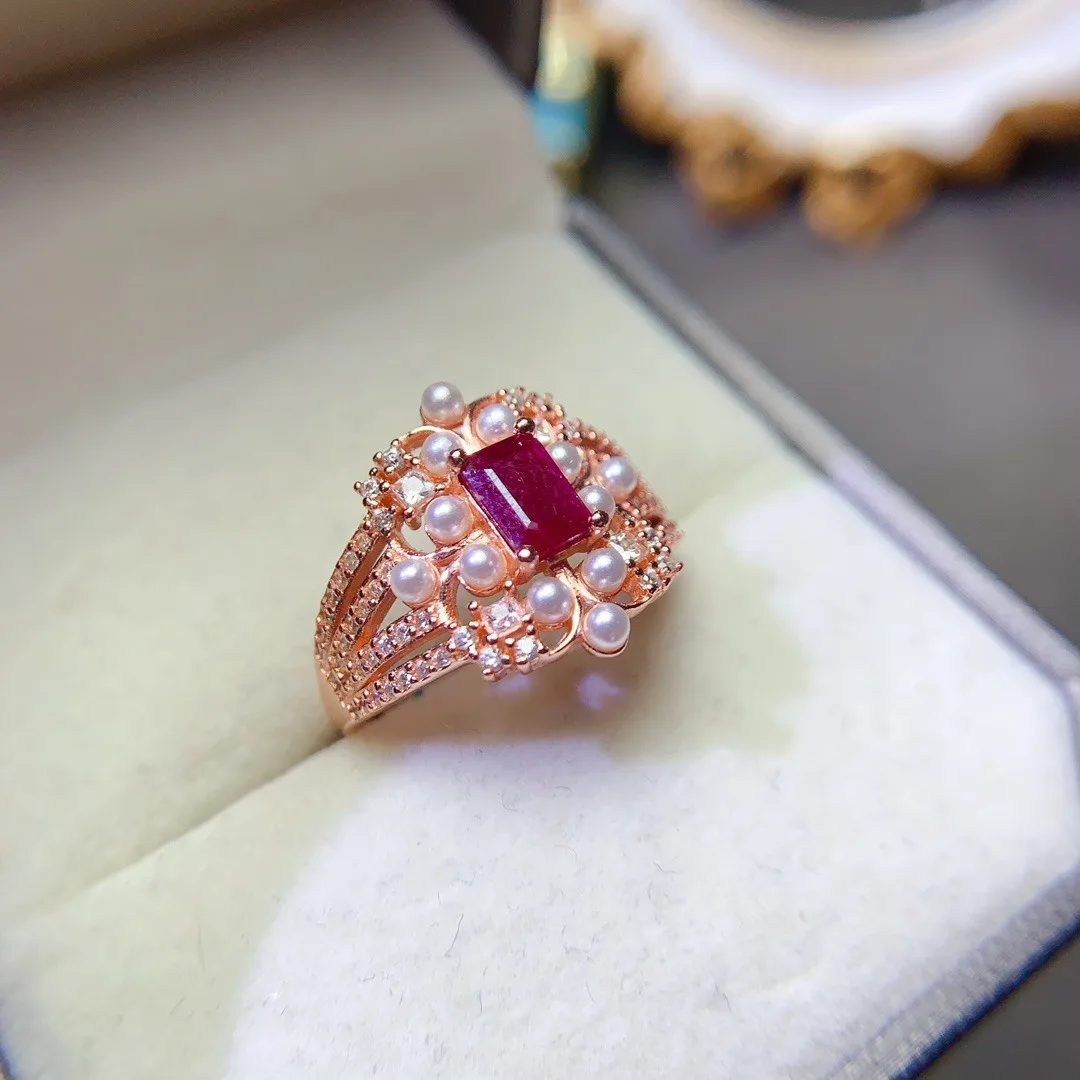 

Exquisite Vibrant Natural Ruby Ring Crafted in S925 Sterling Silver A Luxurious Elegant Designer Jewelry Gift for Women