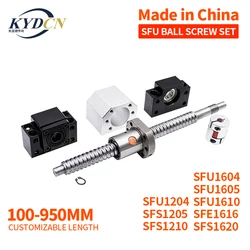 KYDCN SFU1204 1605 1610 SFS1205 1210 Ball Screw C7 With End Machined+Ball Nut + Nut Housing+BK/BF10 End Support+Coupler For CNC