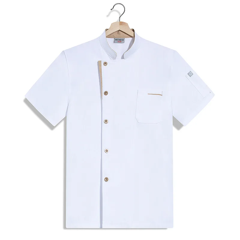 Uniforme de travail de cuisine de Restaurant d'hôtel, veste de Chef à manches courtes, manteau de cuisine blanc d'été pour boulangerie et pâtisserie
