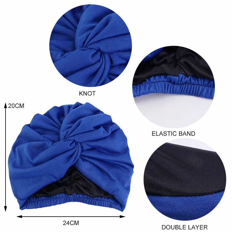 2024 New Fashion Bandanas Women Turban Muslim Hat Twist Hijab Bonnet Cap Adult Chemo Hat Knot Twist Turban Headbands Muslim Cap