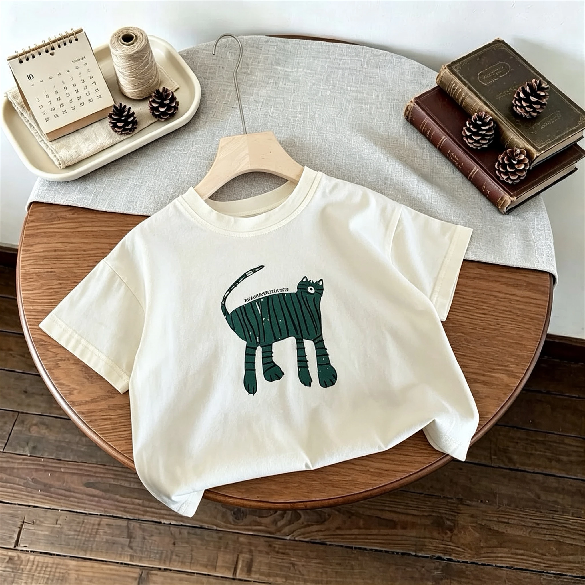 Cartoon Pattern Kids T-shirt Summer Clothing Simple Fashion Children Short Sleeve Tees Popular Desgin Kids Clothes T Shirts