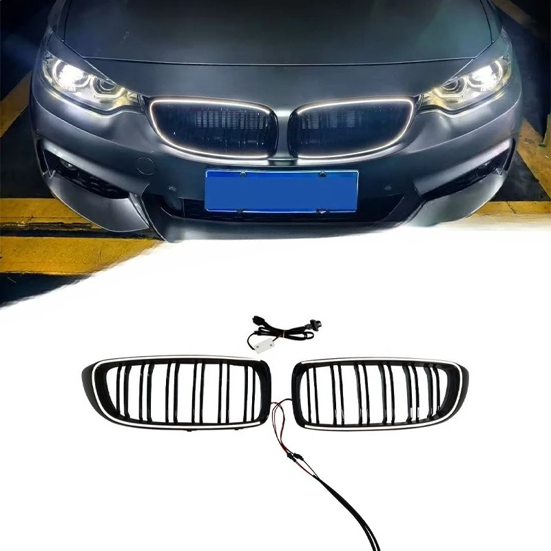 

For BMW 4 Series F32 2013-2019 Glow Grille Twin LED Line PC Material OE Style Direct Replacement Exterior Upgrade Plug & Play