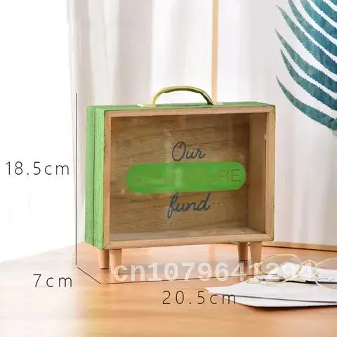 Wooden Case Piggy Bank Money Coin Stamp Collecting Desktop Decoration Accessories Stationery Storage Vintage Pen Box Home Decor