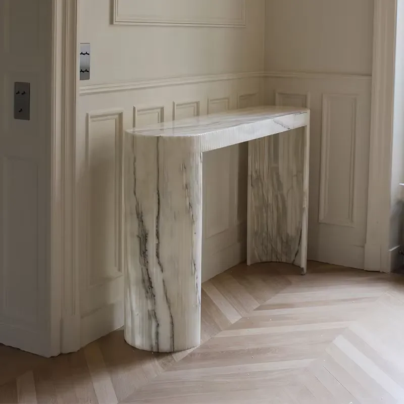 Modern Foyer Polished Big Slab Natural Marble Stone Console Entry Table for Hall and Living Room