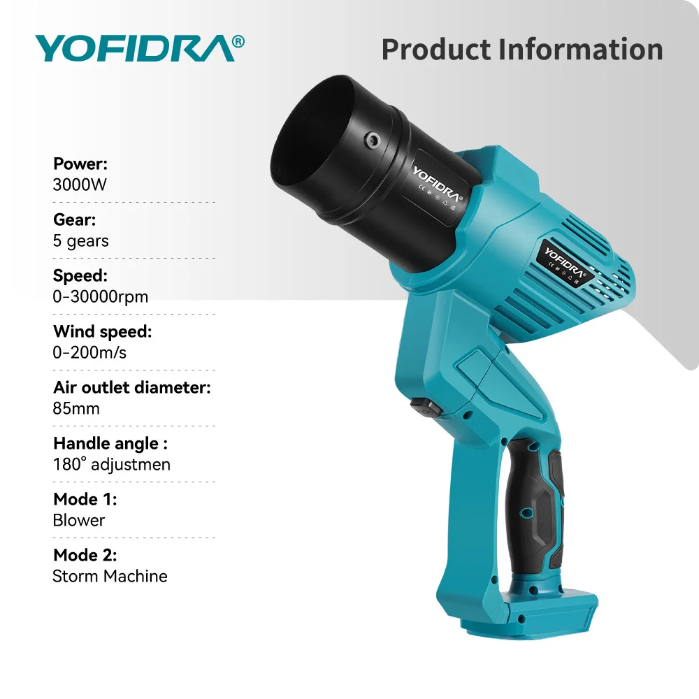 YOFIDRA 2 في 1 منفاخ مروحة تربو كهربائية بدون فرش يده منفاخ الهواء ورقة مجمع الغبار تنظيف أداة ل دبوس بطارية ماكيتا