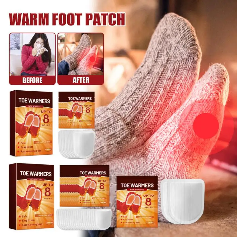 Fast-Heating Foot Warmer Pad Adhesive Toe Warmers Non-Woven Self-Heating Foot Care Patch For Jogging Hiking Fishing Cold Winter