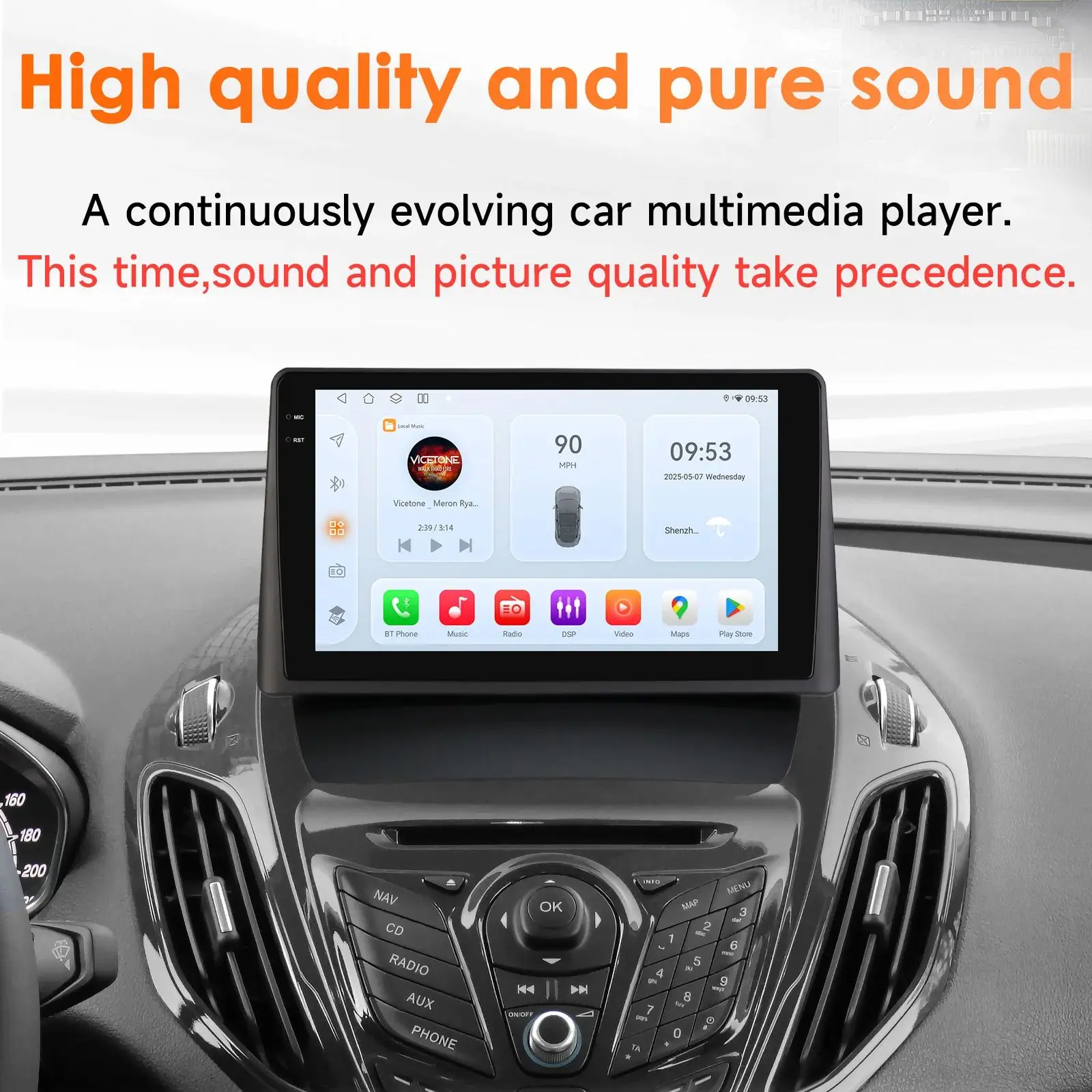 Hizpo 8-Core Android 14 Intelligente autoradio voor Ford Transit/Tourneo Courier 2013-2021 CarPlay 4G BT met Qualcomm Snapdragon 6115 - afbeelding 2