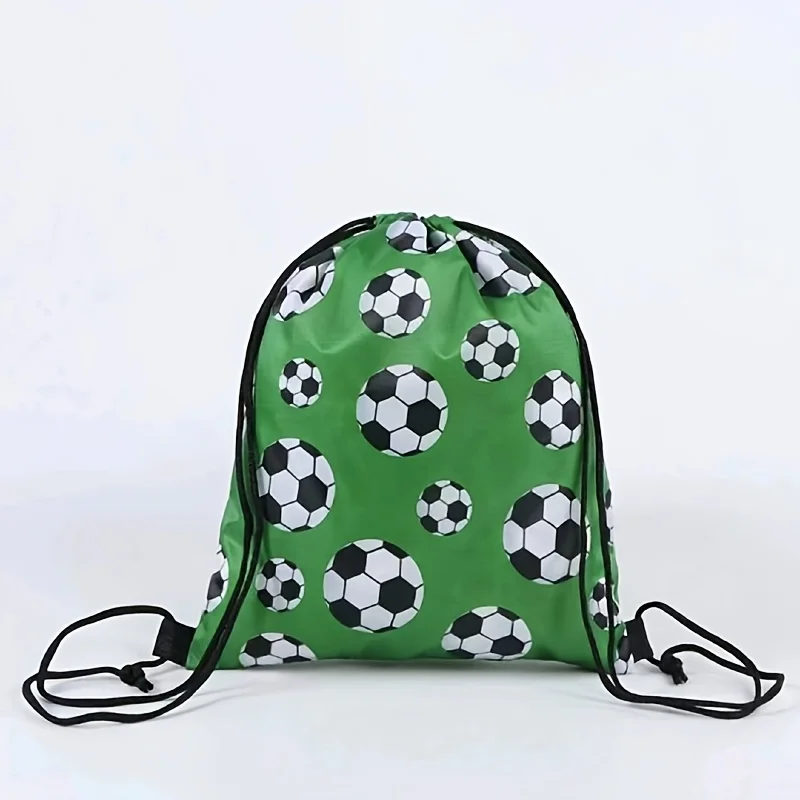 

1pc Football Drawstring Backpack, Polyester Travel Shoe Storage Bag with Print, Machine Washable Luggage Carrier
