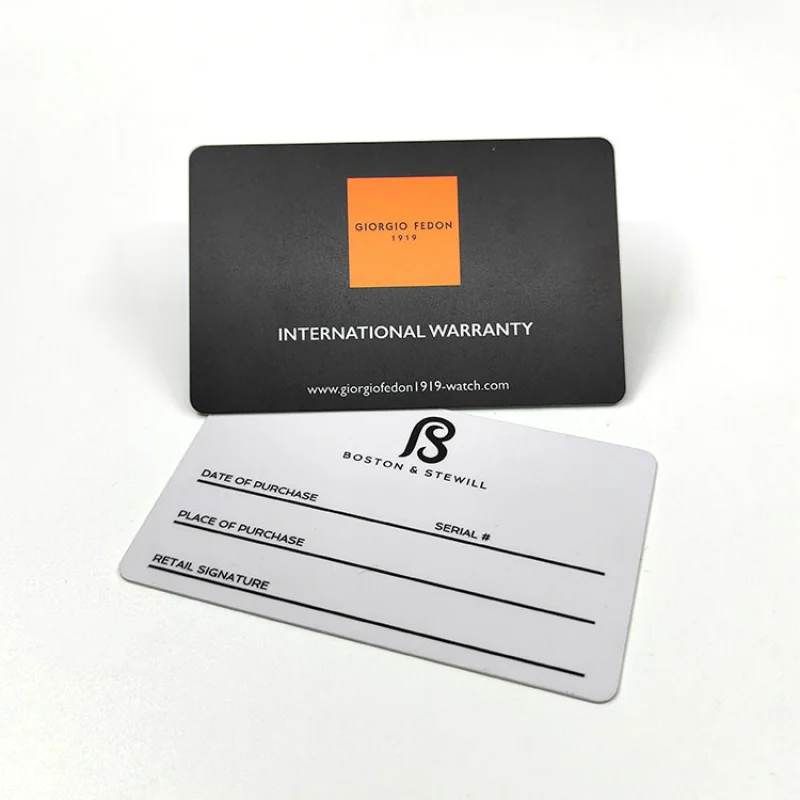 

Custom Professional Design Cmyk Full Color matte laminated Plastic Pvc Warranty Card With Factory Price