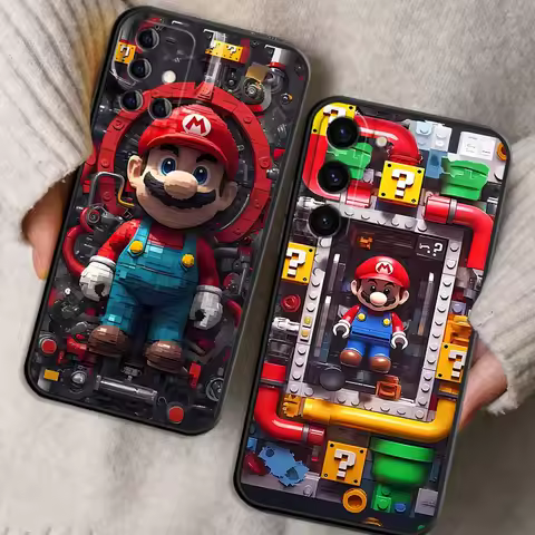 Machinery Print Super M-Marios For Samsung Galaxy S25 S24 S23 S22 S21 S20 S10 Ultra Plus FE 5G Black Soft TPU Cover