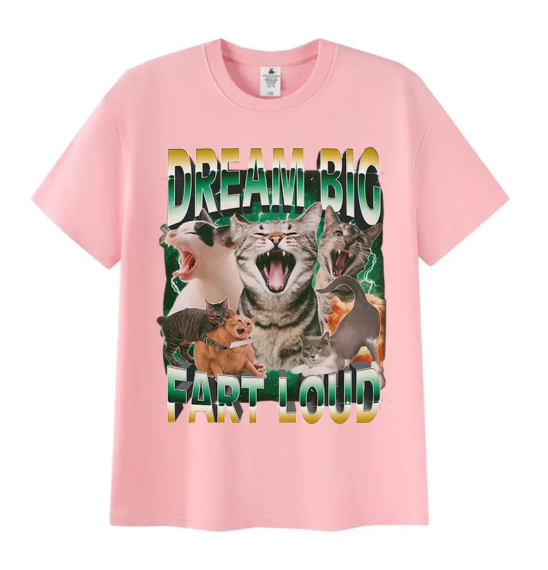 Camiseta Grafica femenina Dream Big ضرطة بصوت عال مضحك CAT Me camiseta الرجعية #5