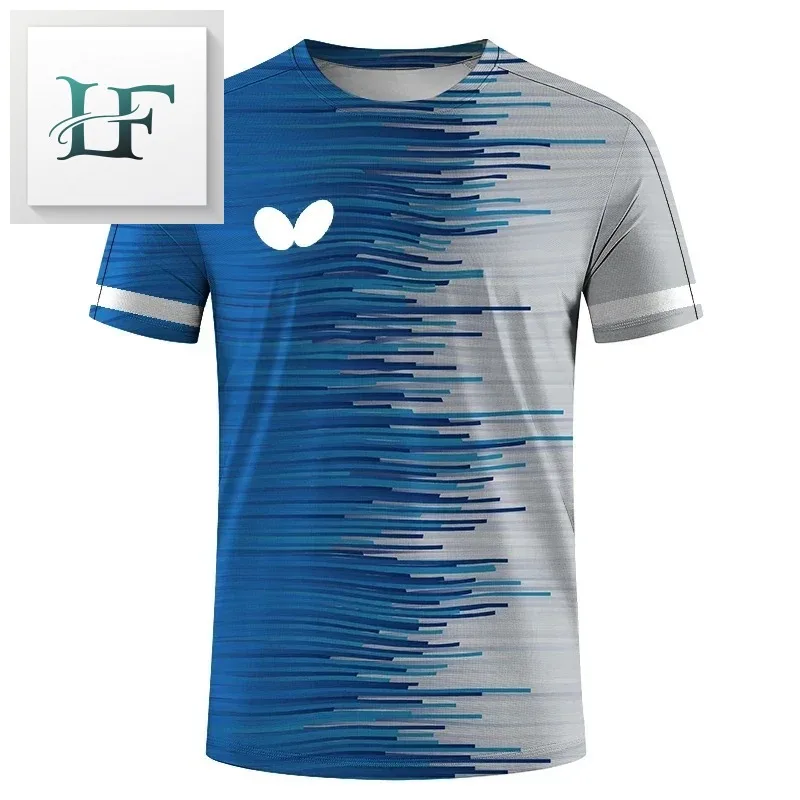 

2025 Summer New Men's O-collar Short-sleeved 3d T-shirt Quick Drying Table Tennis Uniform Print Loose Comfortable Men's Top